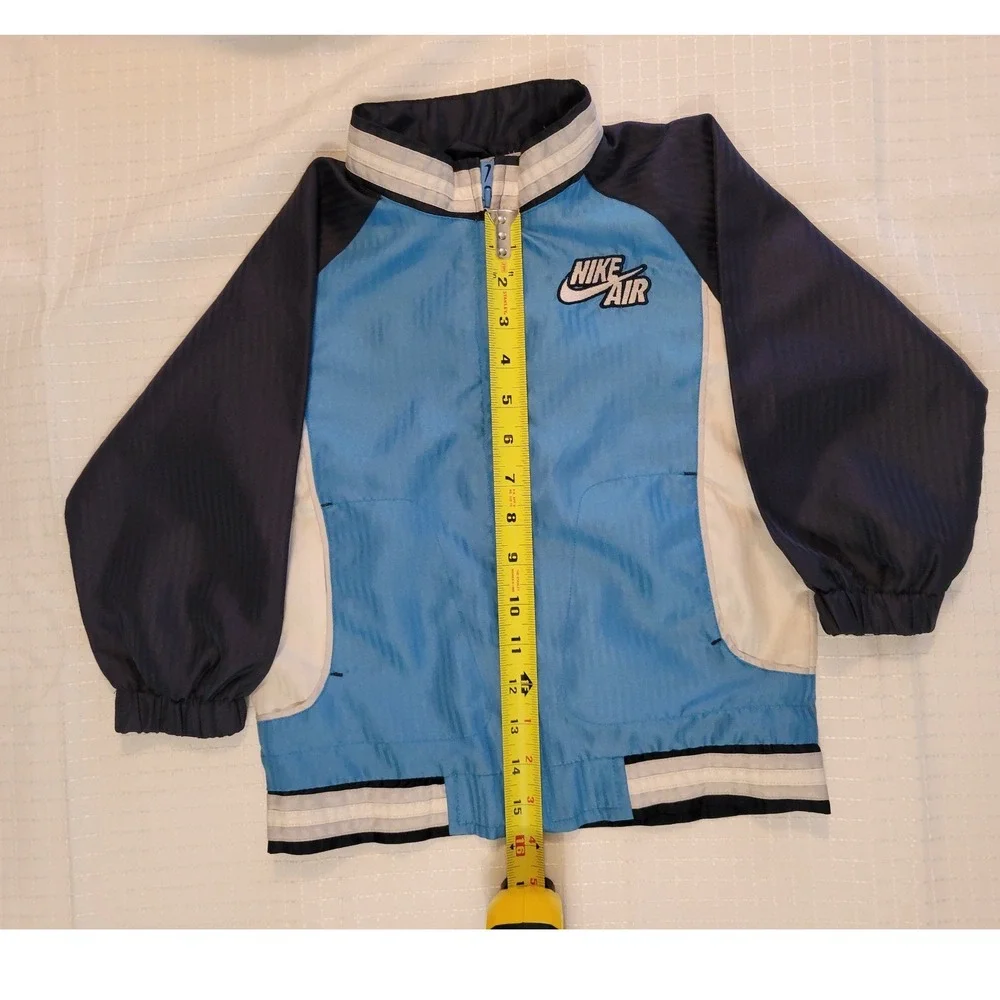 Nike Air Kids Windbreaker Jacket Blue Navy Colorblock Full Zip Mesh Lined Size 7